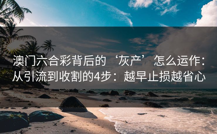 澳门六合彩背后的‘灰产’怎么运作：从引流到收割的4步：越早止损越省心