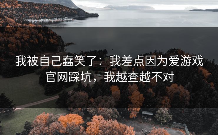 我被自己蠢笑了：我差点因为爱游戏官网踩坑，我越查越不对