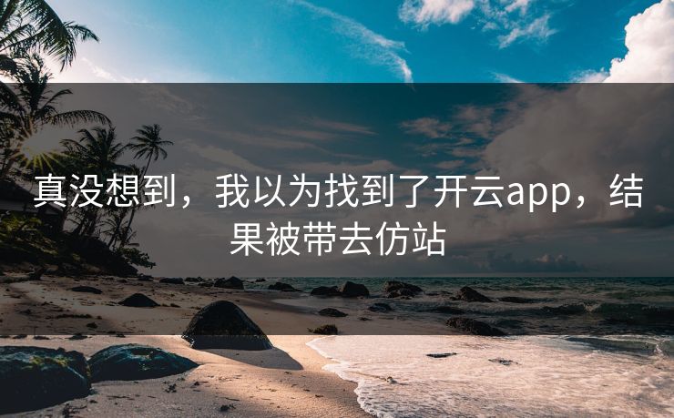 真没想到，我以为找到了开云app，结果被带去仿站