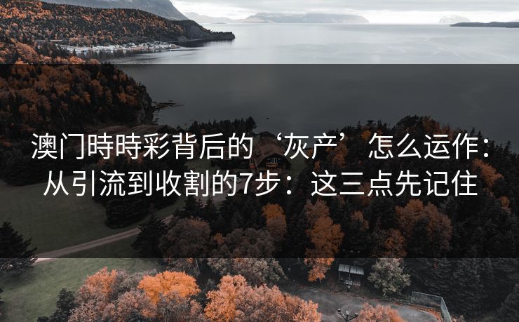 澳门時時彩背后的‘灰产’怎么运作：从引流到收割的7步：这三点先记住